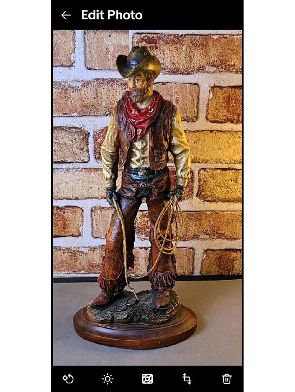 Rainbow Cowboy Figurine Western Ranch Rodeo Lasso Statue 15โ RA8835